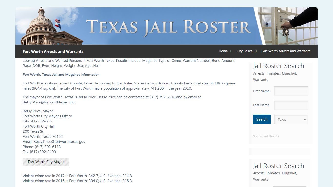 Fort Worth Arrests and Warrants | Jail Roster Search