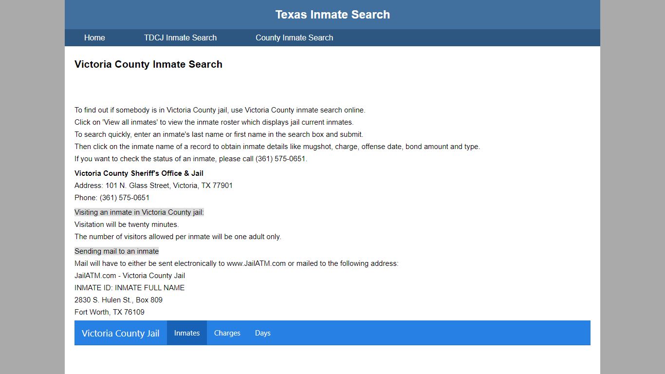 Victoria County Jail Inmate Search